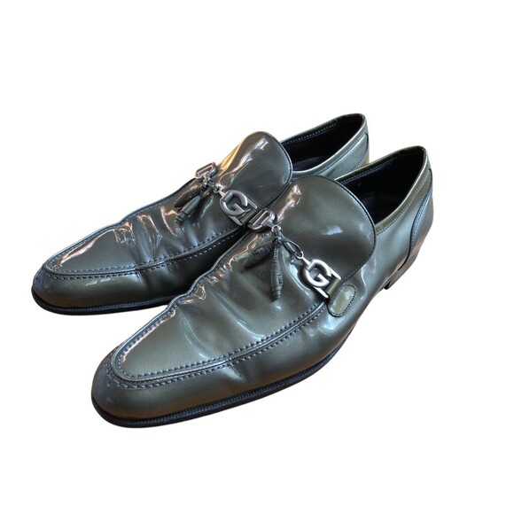 Dolce & Gabbana Green Patent Leather Slip On Pointed Toe Loafers Size US 9 main image 5